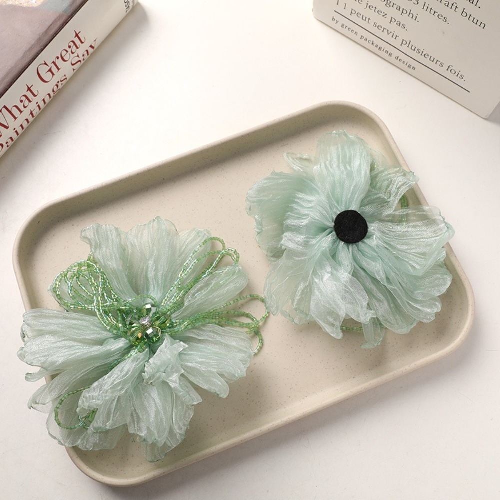 Applique Patch Flower - ผ้าออร์แกนซ่าประดับดอกไม้คริสตัล ดีไซน์ประณีต ดอกไม้ผ้าประดับตัว งานฝีมือประดับลูกปัด ดอกไม้ตกแต่ง