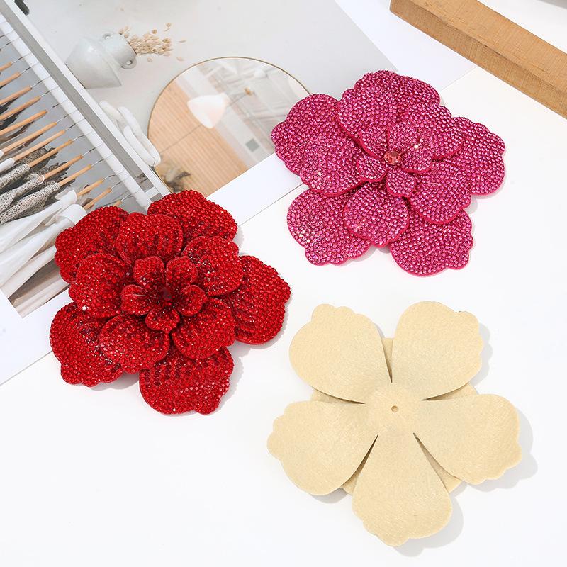 Craft Embellishments - 1 ชิ้น แผ่นปะดอกคามีเลียสามมิติประดับเพชรเทียม อุปกรณ์งานฝีมือ DIY สำหรับเย็บปัก