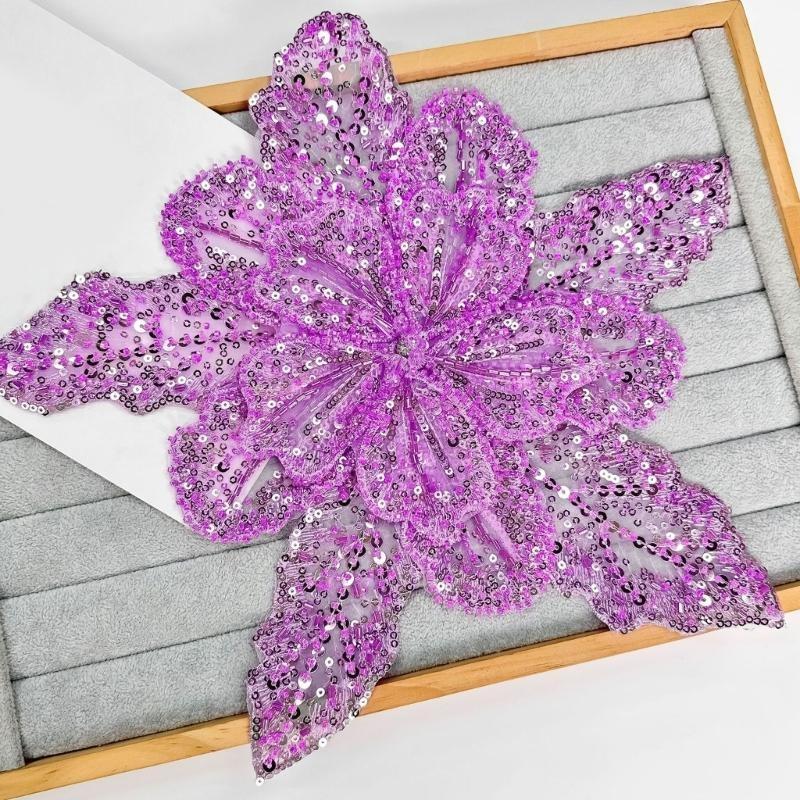 Applique Patch Flower - 39BD ประดับด้วยเลื่อมดอกไม้ Applique Trim สำหรับกระโปรงเสื้อผ้า DIY