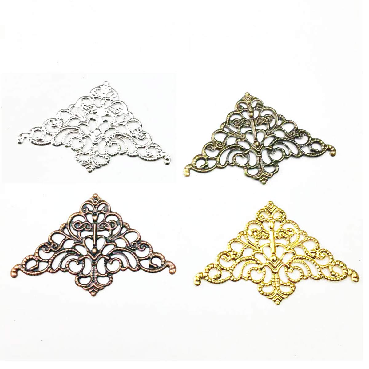 Embellishment Crafts - 200 ชิ้น ตัวเชื่อมแบบกลวงลายสามเหลี่ยม ขนาด 32x51 มม.