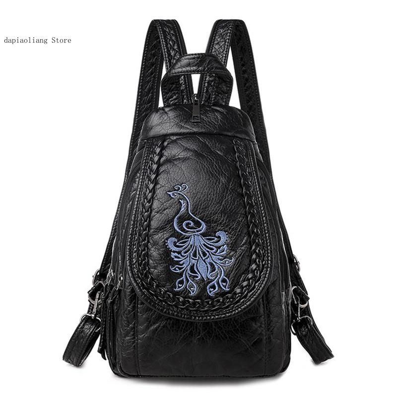 Applique Patch Flower - ผู้หญิงหน้าอกเล็กๆกระเป๋าแฟชั่นกระเป๋า Casual กระเป๋าไหล่กระเป๋าผู้หญิงคุณภาพสูง Pu หนังกระเป๋าเป้สะพายหลัง