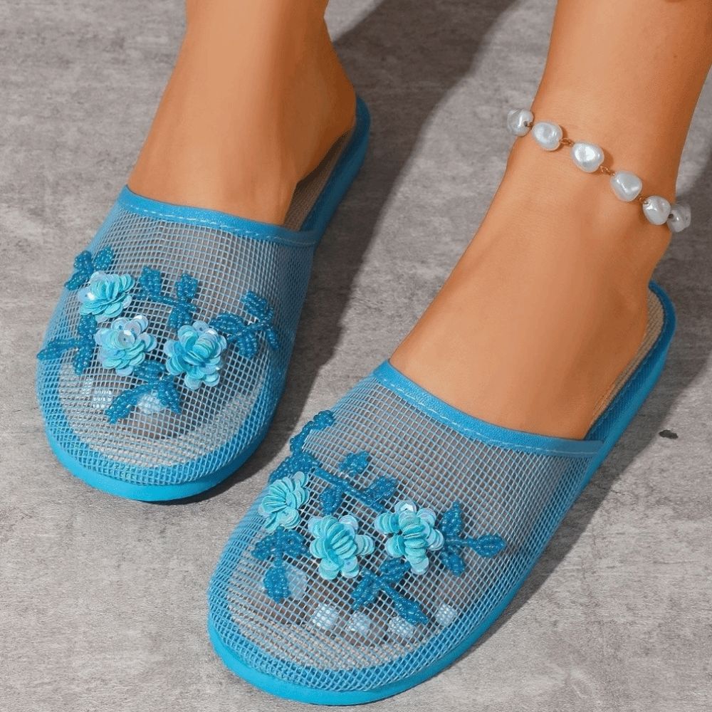 รองเท้าแตะตาข่ายปักลายดอกไม้แบ - Embroidery Embellishments บทวิจารณ์และราคา
