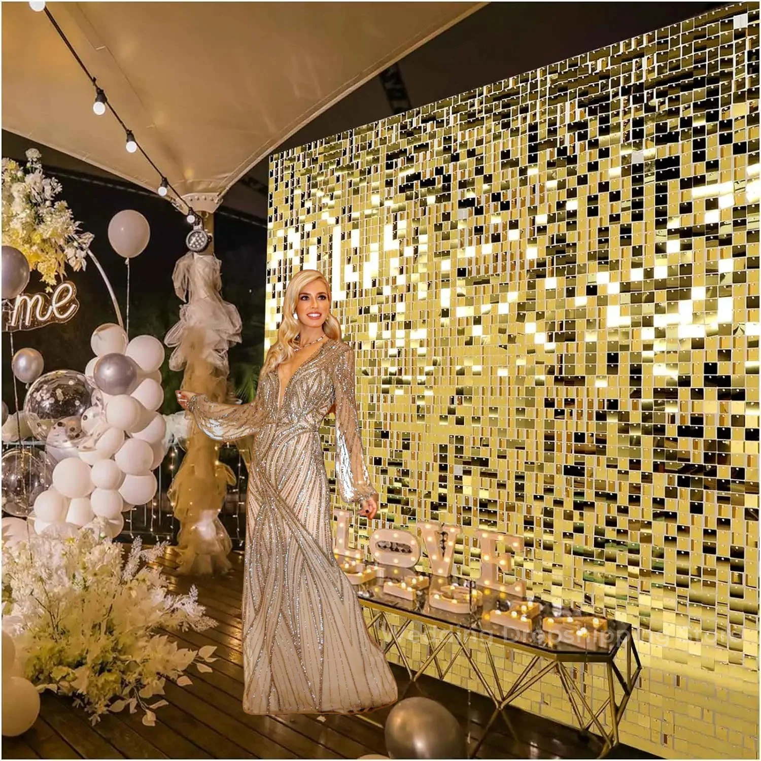 12/24/30 PCS Shimmer Wall ฉากห - Sequin Fabric Panel บทวิจารณ์และราคา