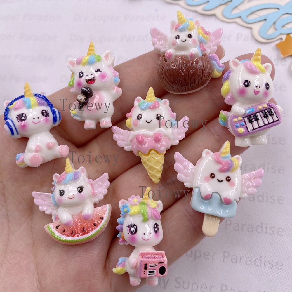 เรซิ่นรูปยูนิคอร์นหลากสีสัน 10 - Christmas Craft Embellishment บทวิจารณ์และราคา