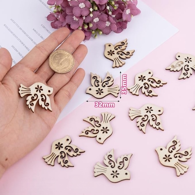 50 ชิ้น แผ่นไม้รูปนกพิราบสำหรั - Craft Embellishments บทวิจารณ์และราคา