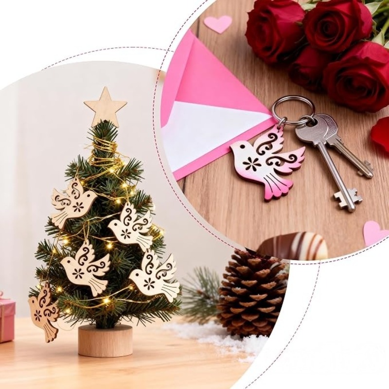50 ชิ้น แผ่นไม้รูปนกพิราบสำหรั - Craft Embellishments บทวิจารณ์และราคา